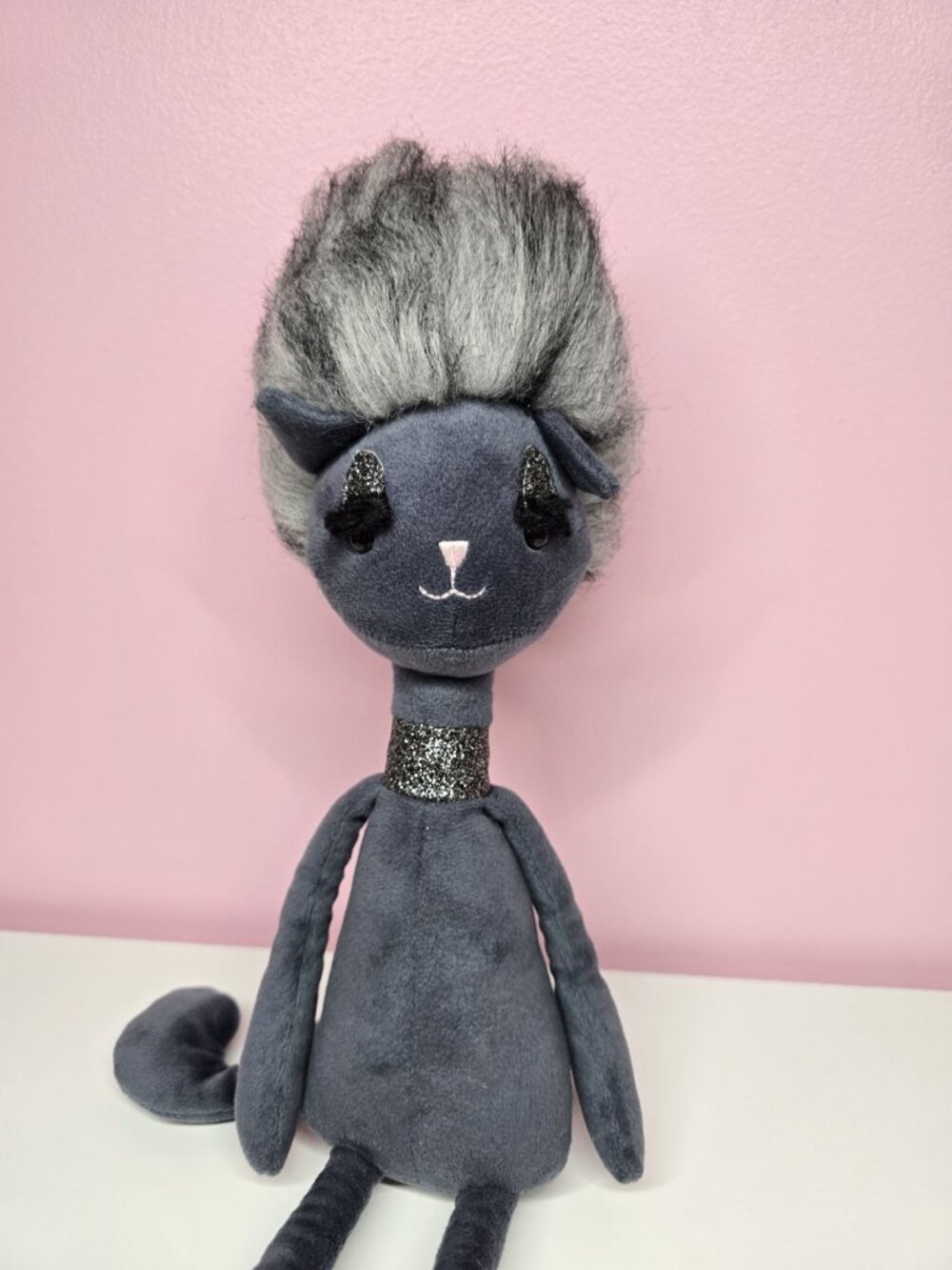 Jellycat Swellegant Kitty Cat Elegant Fancy Fluffy Glitter Plush 14"-Matted Hair - Picture 6 of 16